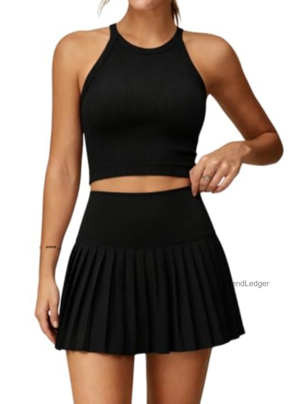 Women's Tennis Skirt Set with Built-in Shorts and Padded Tank Top